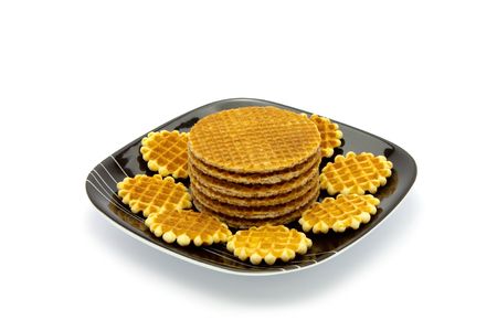 cookies on plate isolated on white backgroundの写真素材