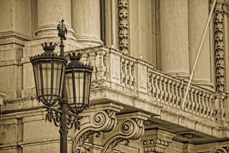 Typical metal street lamp at Lisbon Portugal.の写真素材