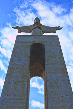 Jesus Christ monument  in Lisbon, Portugalの写真素材