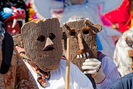 Lisbon, Portugal - May 6, 2017: Parade of costumes and traditional masks of Iberia at the XII International Festival of Iberian Masksのeditorial素材