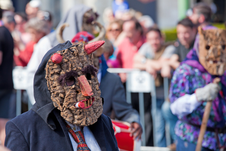 Lisbon, Portugal - May 6, 2017: Parade of costumes and traditional masks of Iberia at the XII International Festival of Iberian Masksのeditorial素材