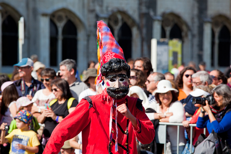 Lisbon, Portugal - May 6, 2017: Parade of costumes and traditional masks of Iberia at the XII International Festival of Iberian Masksのeditorial素材