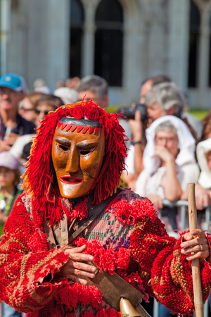 Lisbon, Portugal - May 6, 2017: Parade of costumes and traditional masks of Iberia at the XII International Festival of Iberian Masksのeditorial素材