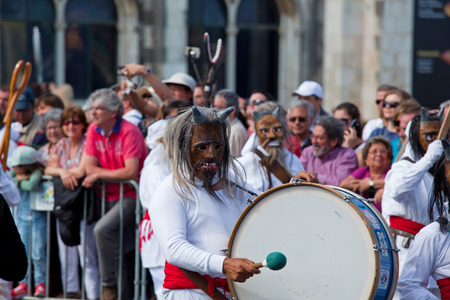 Lisbon, Portugal - May 6, 2017: Parade of costumes and traditional masks of Iberia at the XII...