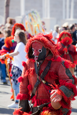 Lisbon, Portugal - May 6, 2017: Parade of costumes and traditional masks of Iberia at the XII International Festival of Iberian Masksのeditorial素材