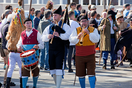 Lisbon, Portugal - May 6, 2017: Parade of costumes and traditional masks of Iberia at the XII International Festival of Iberian Masksのeditorial素材