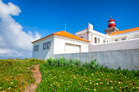 Lighthouse at Cabo da Roca, Portugal, the most west cape of continentのeditorial素材