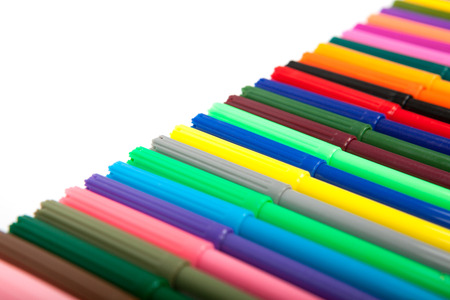 Assorted colors marker pens isolated on white background