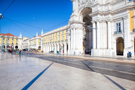LISBON, PORTUGAL - SEPTEMBER 10. 2017 .  The Praca do Comercio of Lisbon town, Portugal.のeditorial素材