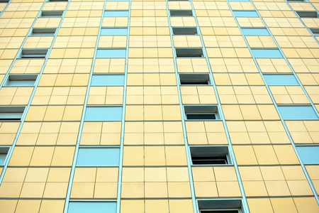 The pattern of blue windows at the buildingのeditorial素材