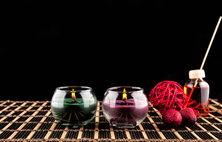 Composition of spa treatment on black backgroundの写真素材