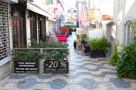 CASCAIS, PORTUGAL - SEPTEMBER 24 . 2017 . Cascais street scene. Cascais is famous and popular summer vacation spot for Portuguese and foreign touristsのeditorial素材