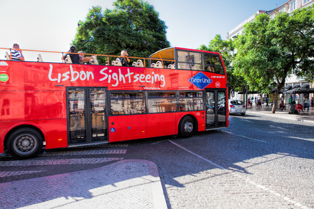 LISBON, PORTUGAL - SEPTEMBER 10. 2017 .   bus tour in Lisbon, Portugal.