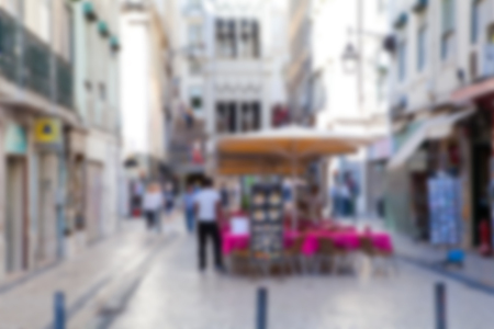 Beautiful street in the historical city center .の写真素材