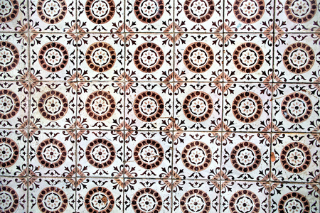 Typical decorative tiles, antique tiles detail Lisbon, art and decoration
