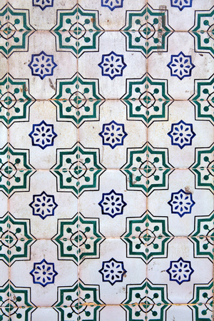 Typical decorative tiles, antique tiles detail Lisbon, art and decorationの写真素材