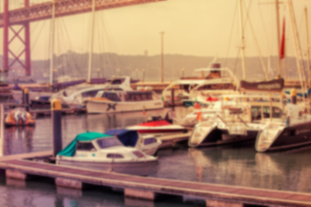 Abstract blur boats docked at the yacht club background. の写真素材