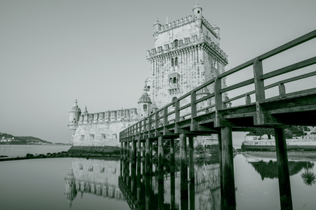 Belem Tower is a fortified tower located in  Santa Maria de Belem in Lisbonのeditorial素材