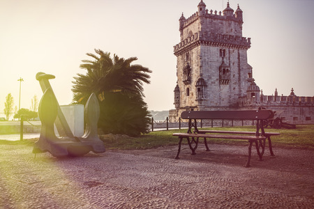 Belem Tower is a fortified tower located in  Santa Maria de Belem in Lisbonのeditorial素材