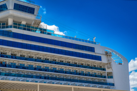 Part of big cruise liner in sea at sunny day. の写真素材