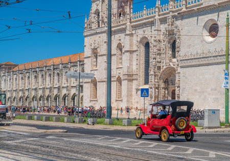 Lisbon, Portugal - JULY 23 , 2024: The Jeronimos Monastery or Hieronymites Monastery (Mosteiro dos Jeronimos) is a former monastery of the Order of Saint Jerome near the Tagus river in the parish of Belem in Lisbon , Portugalのeditorial素材