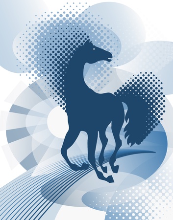 Blue background with horseのイラスト素材