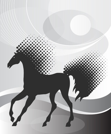 Gray background with horseのイラスト素材