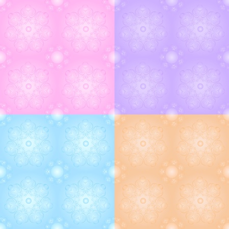 Set of floral seamless in pastel tonesのイラスト素材