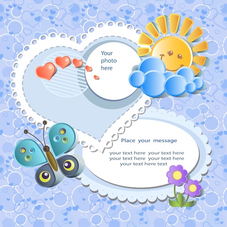 Vector baby card with scrapbook elementsのイラスト素材