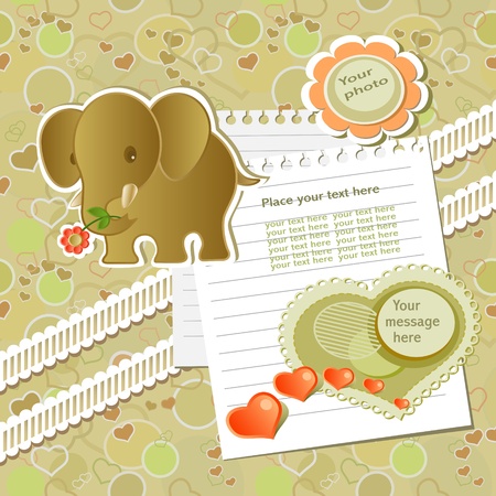Vector baby card with scrapbook elementsのイラスト素材
