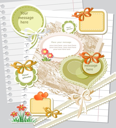 Scrapbook elements in pastel tonesのイラスト素材