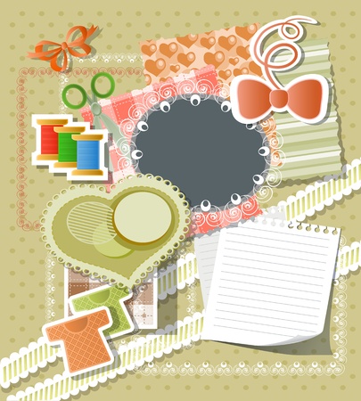Scrapbook background in retro stileのイラスト素材