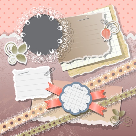 Scrapbook elements in vintage stileのイラスト素材