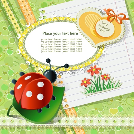 Vector baby card with scrapbook elementsのイラスト素材