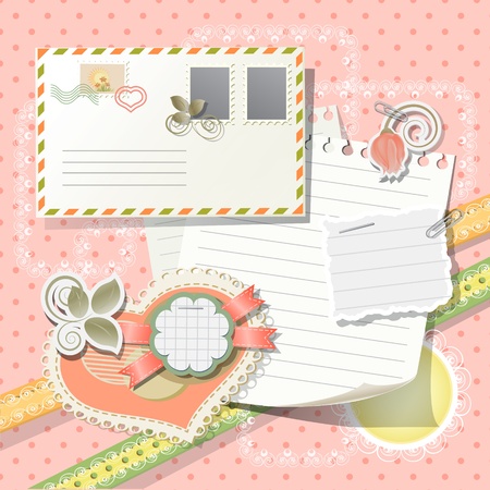 Scrapbook elements in vintage stileのイラスト素材