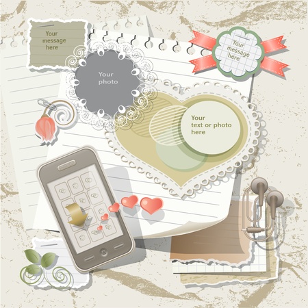 Scrapbook elements in vintage stileのイラスト素材