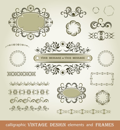 Set of calligraphy elements  and brushesのイラスト素材