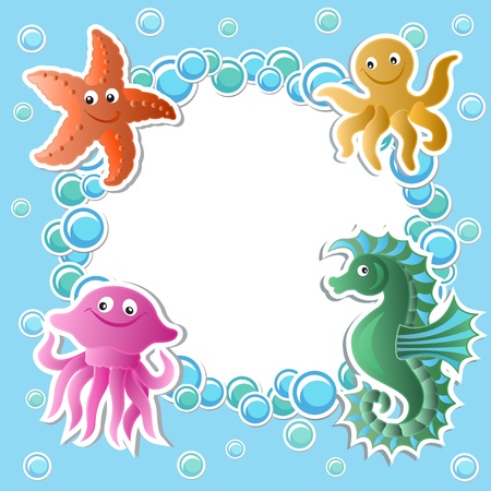 Baby background with funny sea animalsのイラスト素材