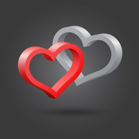 Abstract hearts, red and platinum のイラスト素材