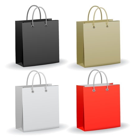 Set of empty paper shopping bag のイラスト素材