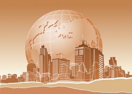 Eco banner with earth end modern city のイラスト素材