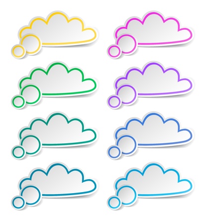 Cloud paper stickers set, vectorのイラスト素材