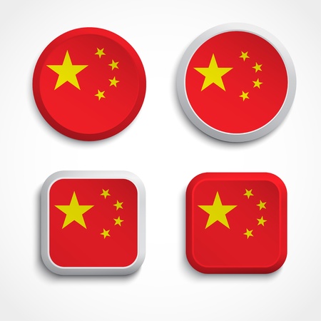 China flag buttons, illustrationのイラスト素材