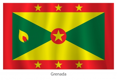 Grenada flag with titles on the white background, vector illustrationのイラスト素材