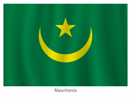 Mauritania flag with titles on the white background, vector illustrationのイラスト素材