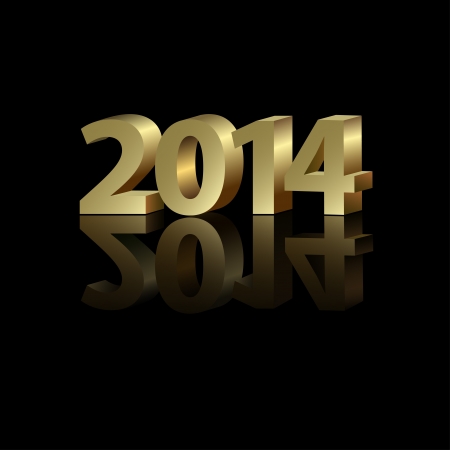 2014 New Year golden number on the black background, vector illustrationのイラスト素材