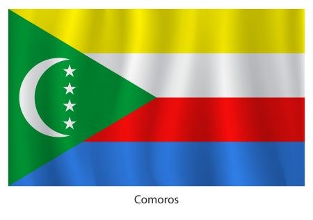 Comoros flag with title on the white backgroundのイラスト素材