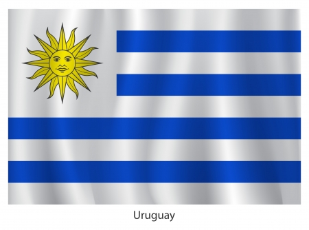 Uruguay flag with title on the white backgroundのイラスト素材