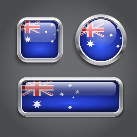 Set of Australia flag glass  buttonsのイラスト素材