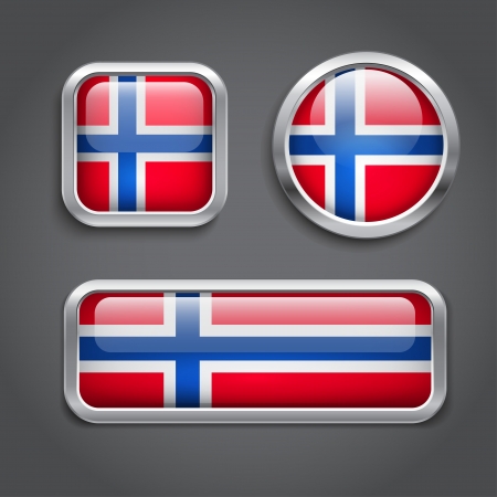 Set of Norway  flag glass buttonsのイラスト素材